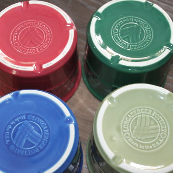 Longaberger Pottery Set of Crocks Multi Color Fiesta Serving Set Vitrified USA - Picture 3 of 3